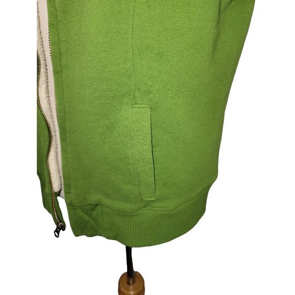 Old Navy Large Fleece Lined Zippered Vest Pockets Green Elastic Bottom Hem COMFY - Picture 5 of 11